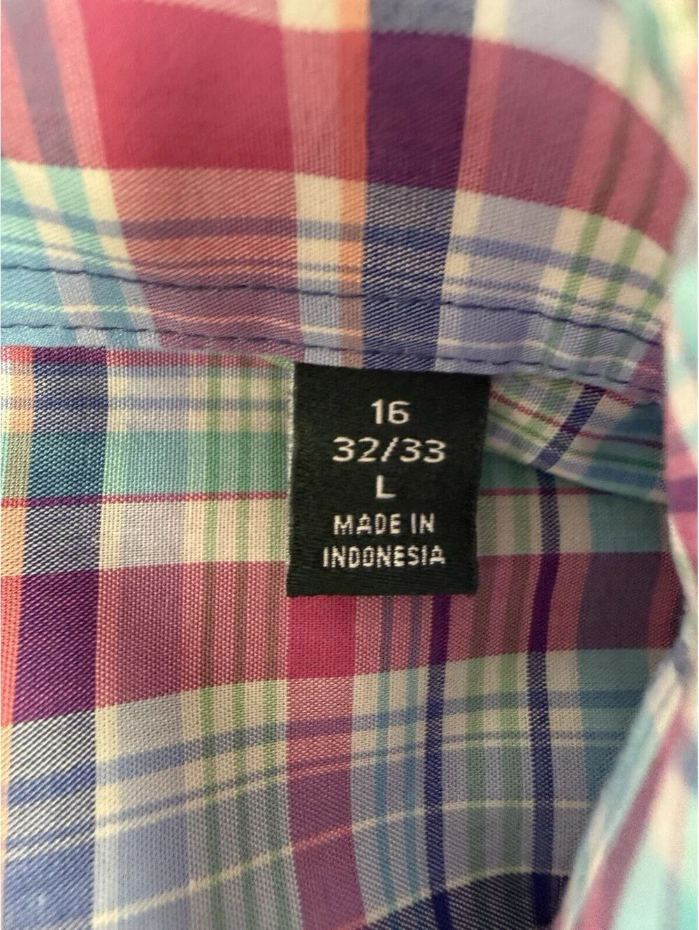 Lauren Ralph Lauren Men's L Regular Fit Plaid Stretch Button-Up Shirt